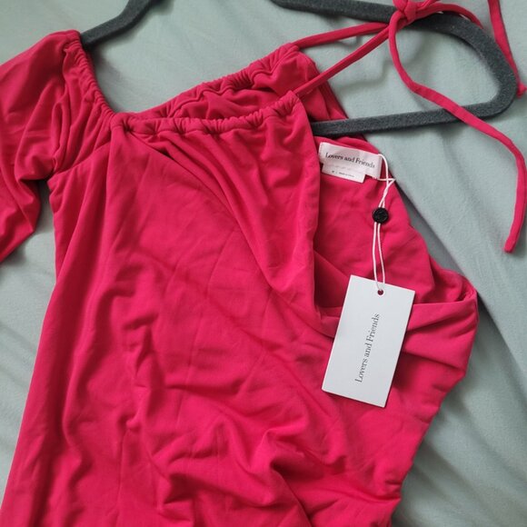 NEW LOVERS AND FRIENDS One Sleeve Midi Dress in Red Size M - Picture 3 of 6